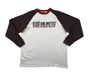 Vintage Ecko Unlimited Denim Foundry Knit Shirt XL Brown LS Y2K Streetwear XL